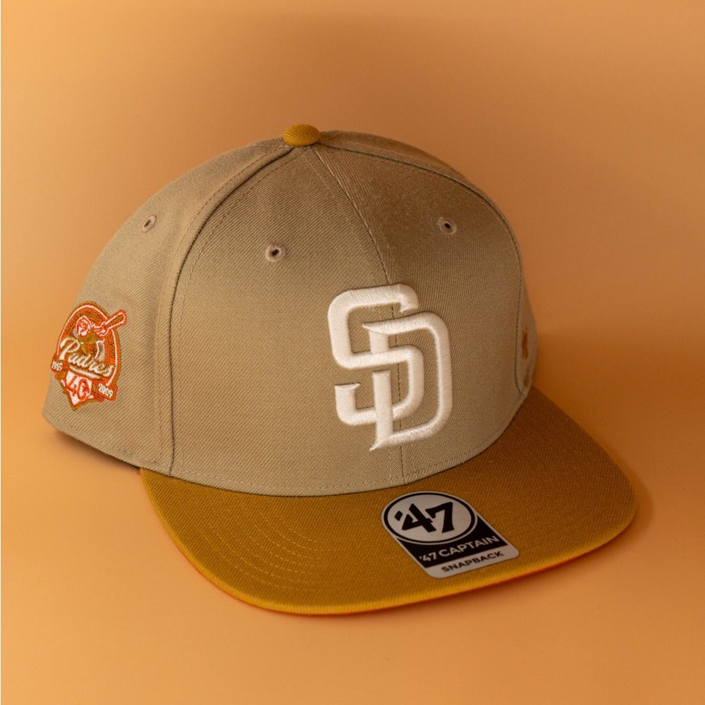 San Diego Padres 40th Anniversary Snapback Hat ‘47 Brand MLB Khaki Gold